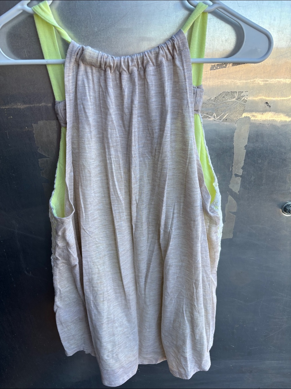 Rewind Cream Lace One-Piece with Neon Yellow Straps, XLG, - Picture 7 of 9